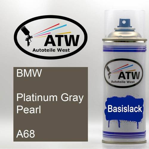 BMW, Platinum Gray Pearl, A68: 400ml Sprühdose, von ATW Autoteile West.